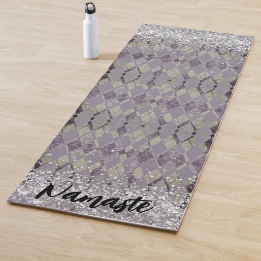 Lavendel Grunge Harlequin Glitter Namaste Custom Yogamat (In situ)