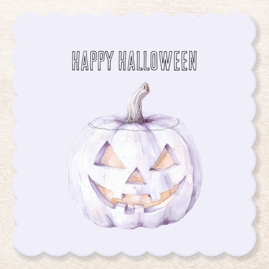 Lavendel Halloween Pompoen Kartonnen Onderzetters (Voorkant)