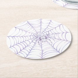 Lavendel Halloween Spin op Web Ronde Kartonnen Onderzetter