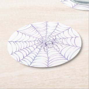 Lavendel Halloween Spin op Web Ronde Kartonnen Onderzetter