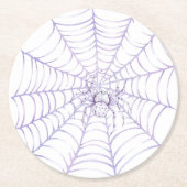 Lavendel Halloween Spin op Web Ronde Kartonnen Onderzetter (Voorkant)