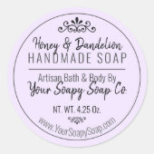 Lavendel Hand-Lettered Typography Soap Ronde Sticker (Voorkant)