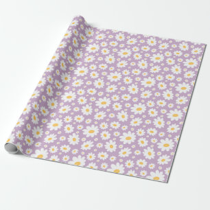 Lavendel Handgetekend Madeliefjespatroon Cadeaupapier