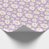 Lavendel Handgetekend Madeliefjespatroon Cadeaupapier (Hoek)