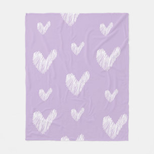Lavendel Handgetekende Hartjes Knus Zacht Meisjesa Fleece Deken