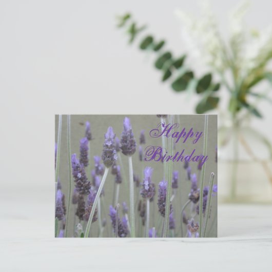 Lavendel Happy Birthday Briefkaart (Staand voorkant)