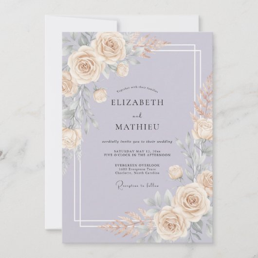 Lavendel Harmonieus Lentewedding Kaart (Voorkant)