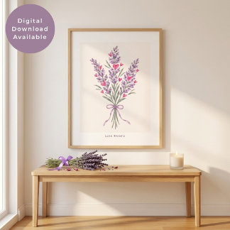 Lavendel Hart Boeket Valentijnsdag Kunst Poster