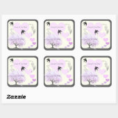 Lavendel Hartblad Boom Bruiloft Vierkante Sticker (Vel)