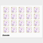 Lavendel Hartblad Boom Bruiloft Vierkante Sticker (Vel)