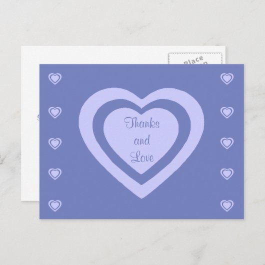 Lavendel harten korenbloem blauw bruiloft dank u briefkaart (Voorkant / Achterkant)