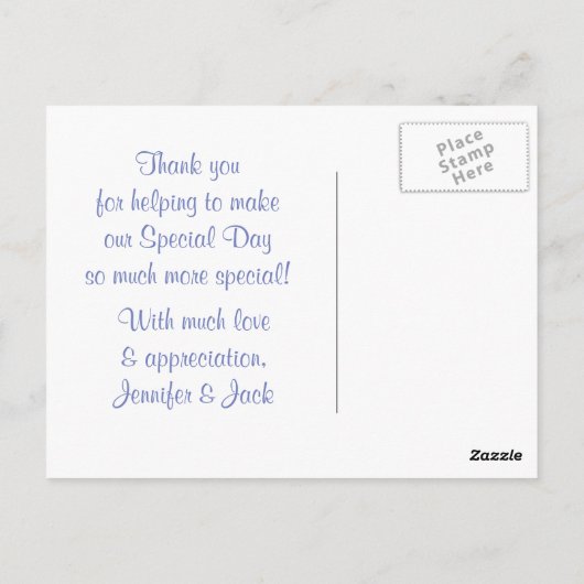 Lavendel harten korenbloem blauw bruiloft dank u briefkaart (Achterkant)