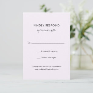 Lavendel Hedendaags Script Modern Bruiloft RSVP Kaartje