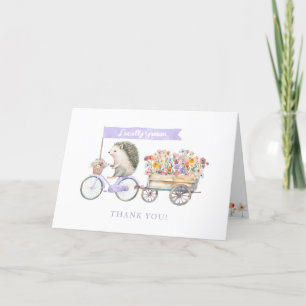 Lavendel Hedgehog Baby shower Bedankt Card