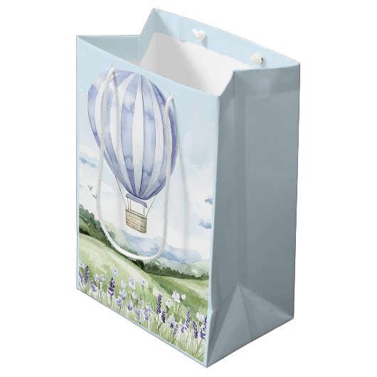 Lavendel Heet Luchtballon Bloemige Bruidsdouche Medium Cadeauzakje (Voorkant Gekanteld)