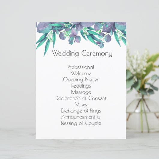 Lavendel & Helder Groen Botanisch Huwelijksprogram (Staand voorkant)