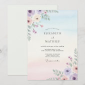 Lavendel Hemelbloemblad Bruiloft Kaart (Voorkant / Achterkant)