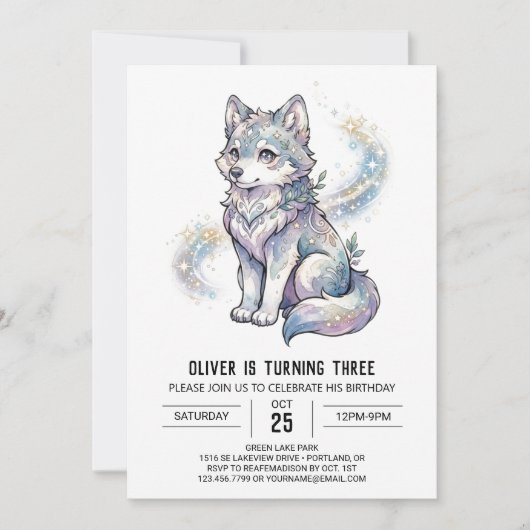 Lavendel Hemelse Wolf Verjaardag Kaart (Voorkant)