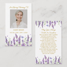 Lavendel-herdenkingsfoto-rouwkaart Visitekaartje