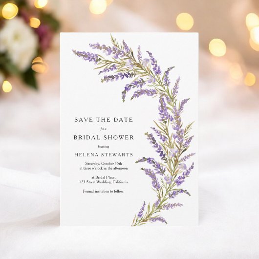 Lavendel herfst bloemige watercolor bruidsfeest save the date