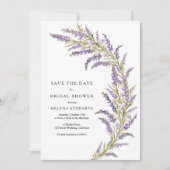 Lavendel herfst bloemige watercolor bruidsfeest save the date (Voorkant)