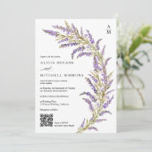 Lavendel Herfst herfst bloemenbruiloft QR waterver Kaart (Staand voorkant)