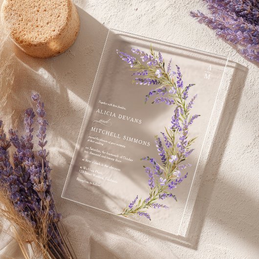 Lavendel Herfst herfst bloemenbruiloft waterverf Acryl Uitnodigingen