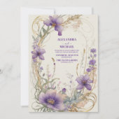 Lavendel Herfst herfst bloemenbruiloft waterverf Kaart (Voorkant)