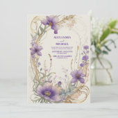 Lavendel Herfst herfst bloemenbruiloft waterverf Kaart (Staand voorkant)