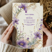 Lavendel Herfst herfst bloemenbruiloft waterverf Kaart