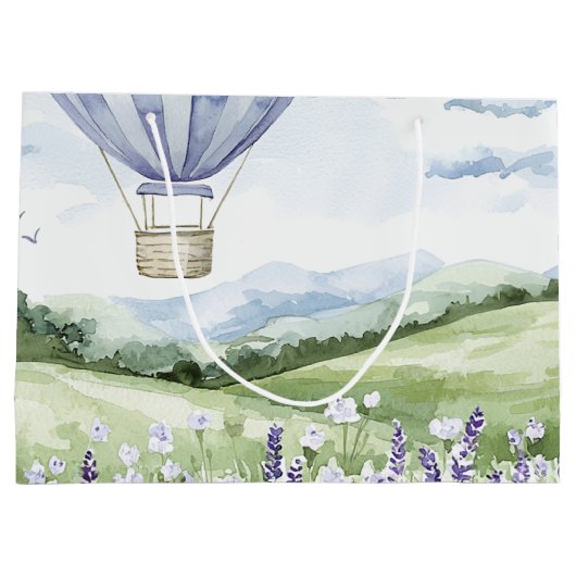 Lavendel hete luchtballon bloem bruidsdouche groot cadeauzakje (Achterkant)