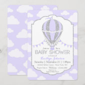 Lavendel Hete Luchtballon Meisje Baby shower Kaart (Voorkant / Achterkant)