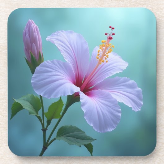 Lavendel Hibiscus Bloem Bier Onderzetter (Voorkant)