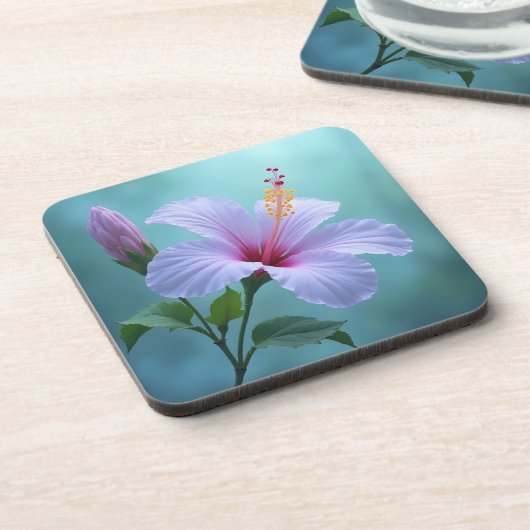 Lavendel Hibiscus Flower Bier Onderzetter (Linkerzijde)