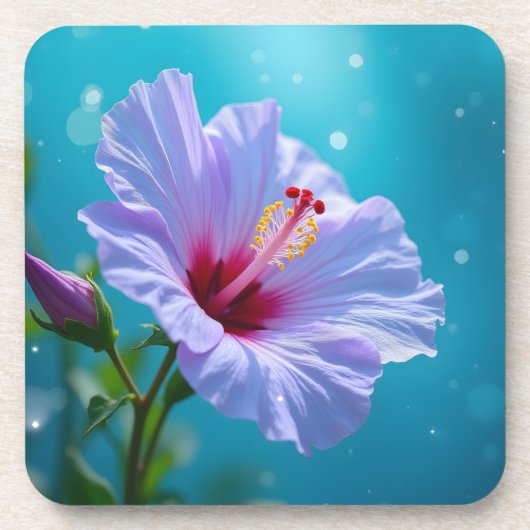 Lavendel Hibiscus Flower Bier Onderzetter (Voorkant)