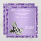 Lavendel High Heels Vrouwen 50ste Verjaardag Kaart (Voorkant / Achterkant)