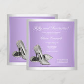 Lavendel High Heels Vrouwen 50ste Verjaardag Kaart (Voorkant / Achterkant)