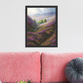 Lavendel Hillside Path onder Moody Sky Canvas Afdruk (Insitu (Woonkamer))