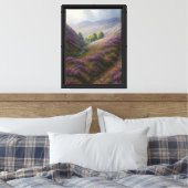 Lavendel Hillside Path onder Moody Sky Canvas Afdruk (Insitu (Slaapkamer))