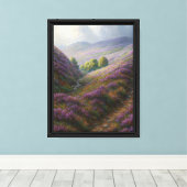 Lavendel Hillside Path onder Moody Sky Canvas Afdruk (Insitu (Houten vloer))