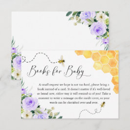 Lavendel Honey Bee Baby shower Boeken voor Baby Informatiekaartje