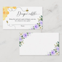 Lavendel Honey Bee Baby shower Luier Raffle Informatiekaartje