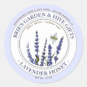 Lavendel Honing Jaar Label met Honingbijen (Voorkant)