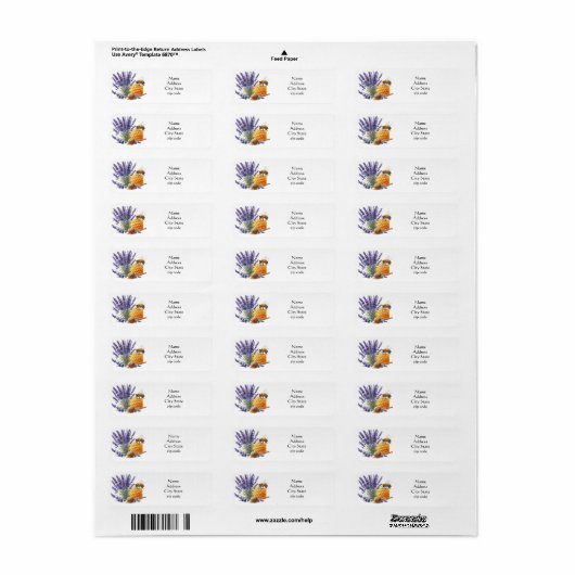 Lavendel Honing Sweet Bee Retour Adres Label (Full Sheet)