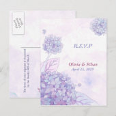 Lavendel hortensia's bruiloft reactie Briefkaarten (Voorkant / Achterkant)