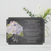 Lavendel hortensia's krijtbord rustieke bruiloft kaart (Staand voorkant)
