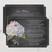 Lavendel hortensia's krijtbord rustieke bruiloft kaart (Voorkant / Achterkant)