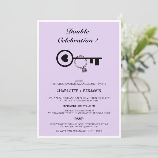 Lavendel Housewarming- en verlovingsfeest Kaart (Staand voorkant)