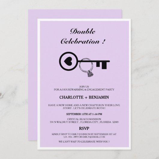Lavendel Housewarming- en verlovingsfeest Kaart (Voorkant / Achterkant)