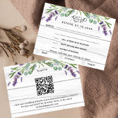 Lavendel hout bruiloft menu QR code RSVP reactie